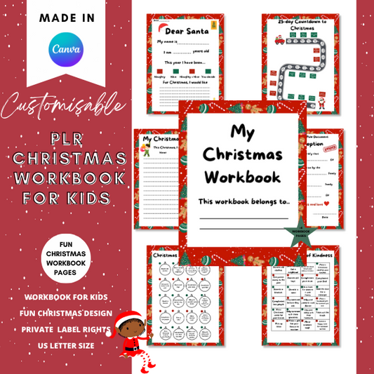 PLR Canva Christmas Workbook for Kids