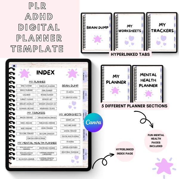 PLR Canva ADHD Digital Planner
