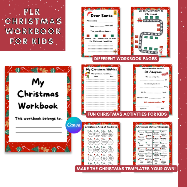 PLR Canva Christmas Workbook for Kids