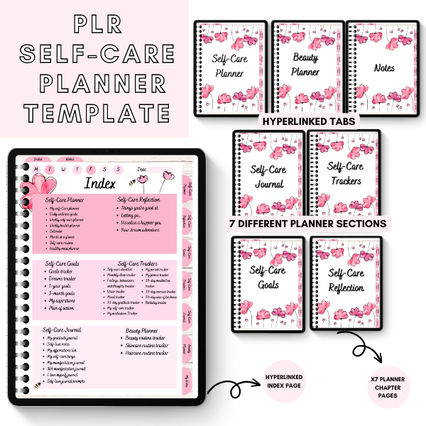 PLR Canva Self-Care Digital Planner Springtime Edition