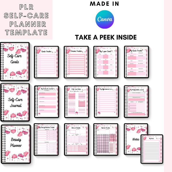 PLR Canva Self-Care Digital Planner Springtime Edition